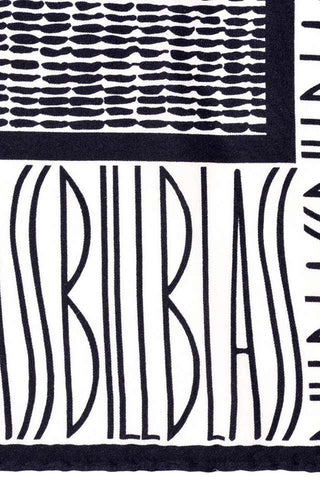 Bill Blass Vintage Silk Monogram Logo Statement Scarf Black & White
