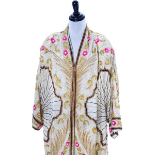 1980s heavily beaded evening coat in the style of a 1920's flapper coat one size