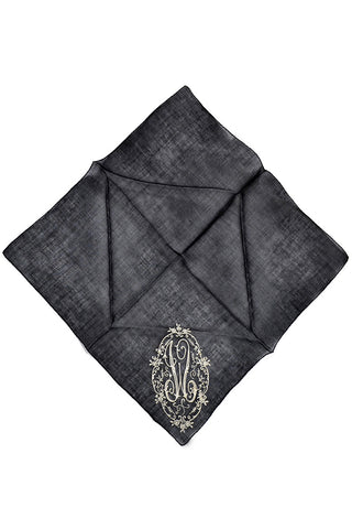 Monogrammed Vintage Mourning Handkerchiefs Black W Initial