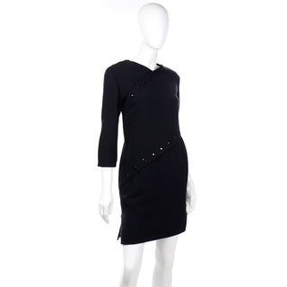 Vintage Pierre Cardin Black Dress w Button Detail Snaps