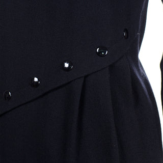 Vintage Pierre Cardin Black Wool Dress w Button Detail