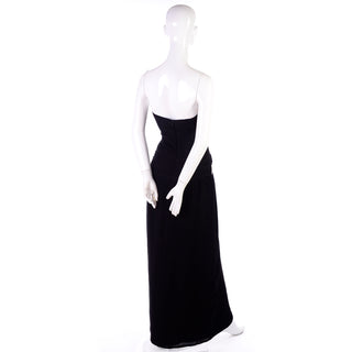 Vintage Black and White Silk Chiffon Dress Strapless Evening Gown 90s