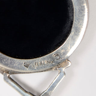 Vintage Sterling Silver Marcasite & Black Onyx Bracelet & Earrings Set jewelry