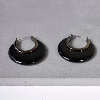 Black enamel hopp earrings 1960s vintage