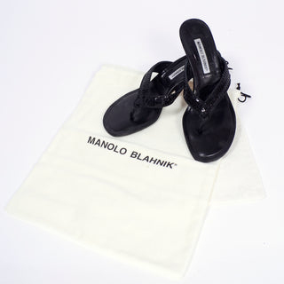 Manolo Blahnik black thong sandals