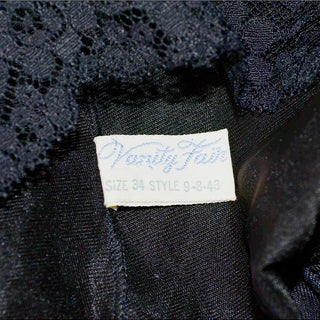 1960s Vanity Fair Black Long Nightgown w/ Lace & Pleated Front Size Small