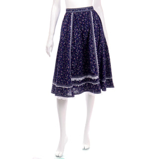 Vintage 1970s Gunne Sax Floral Cotton Prairie Cottage Core Skirt