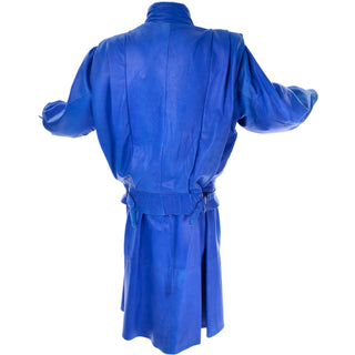 1980s Blue Lambskin Leather Avant Garde Skirt & Jacket - Dressing Vintage