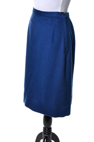 1960's Vintage Blue Felted Skirt Suit Fur Lined Coat Size 6 - Dressing Vintage