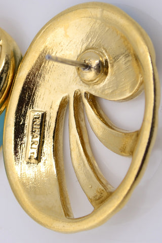 Gold Enamel Trifari Vintage Earrings