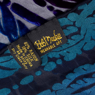 ON HOLD // 1990s Bob Mackie Wearable Art Blue & Purple Burnout Silk Velvet Long Scarf