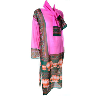 Bob Bugnand Indian pink and green vintage caftan tunic