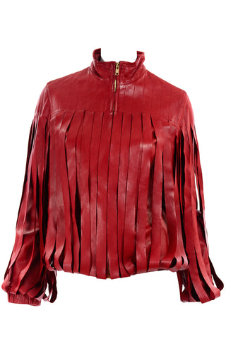 Bottega Veneta Red Leather Jacket Fringe