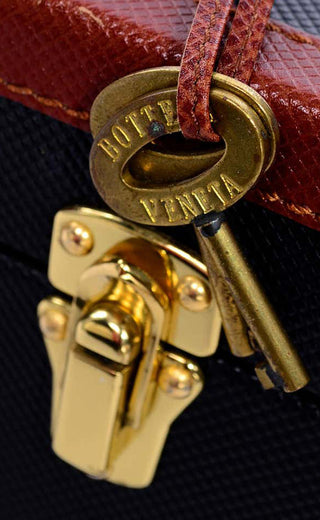 Bottega Veneta Carry On Vintage Black & Brown Train Case Lock