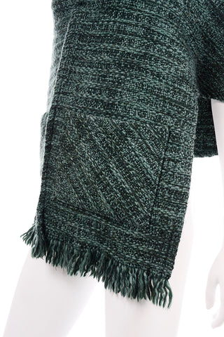 boyne Valley Weavers Ireland Vintage Green Knit Wrap Fringe