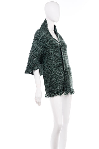 boyne Valley Weavers Ireland Vintage fringe Green Knit Wrap