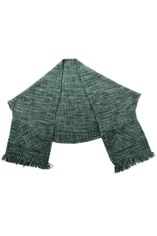 boyne Valley Weavers Ireland Vintage Green Knit Scarf style Wrap W Fringe 