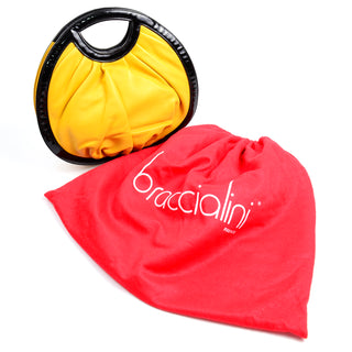 Round c1980s Braccialini Vintage Yellow Circle Handbag w Dust Bag