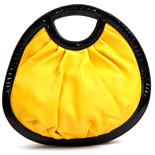 1980s Braccialini Vintage Yellow Round Handbag w Dust Bag circle bag