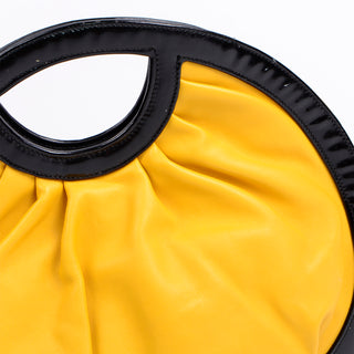 1980s Braccialini Vintage Yellow Circle Handbag w Dust Bag & shoulder strap