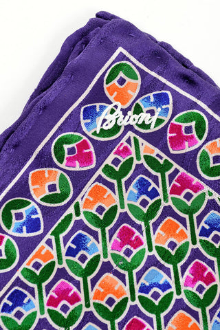 Hand rolled purple silk Brioni Pocket square