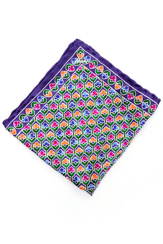 Floral Silk Purple Brioni Vintage Pocket Square