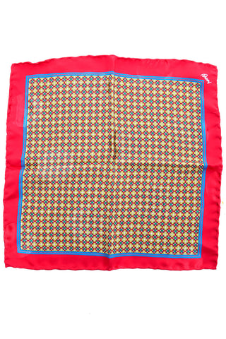 Hand Rolled Brioni Red & Yellow Abstract Silk Pocket Square - Dressing Vintage