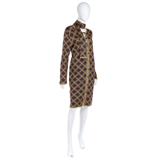 Yves Saint Laurent vintage brown plaid caftan or knit sweater dress