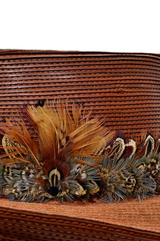 Pheasant Feather Patricia Underwood Brown Leather Hat