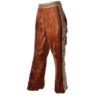 Made in Afghanistan vintage brown velvet pants with gold embroidery 