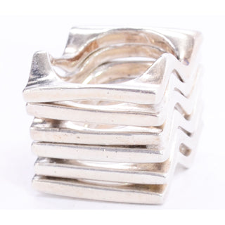 One of a kind 1970s Brusca Dante Modernist Sterling Silver Stacking Rings Sz 7 Signed
