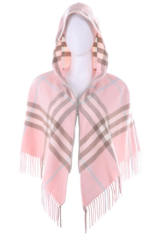 Burberry pale pink hooded poncho cape