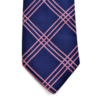 Burberry London vintage blue with pink plaid silk tie