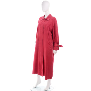 Burberrys Vintage Red Pink Raincoat Haymarket Check Tartan Plaid Lining 80s