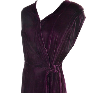 30s 1930s Vintage Burgundy Silk Velvet Evening Dress Size Extra Large