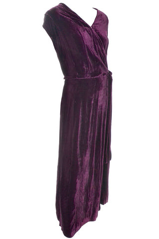1930s Vintage Burgundy Silk Velvet Evening Dress Size Extra Large