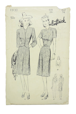 Butterick 1930 Vintage Dress Pattern