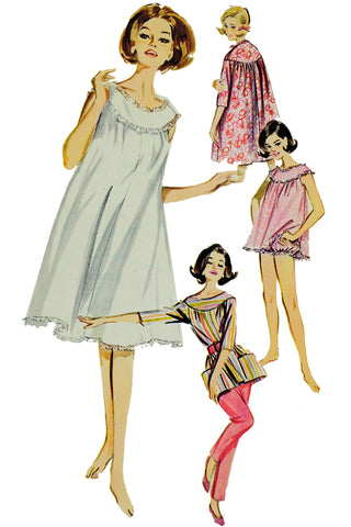 1962 Vintage Butterick 2198 Pattern for Lingerie Babydoll Nightgown & Bloomers