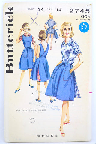 1963 Uncut Butterick 2745 Wrap Around Skirt Dress Shorts & Blouses Pattern
