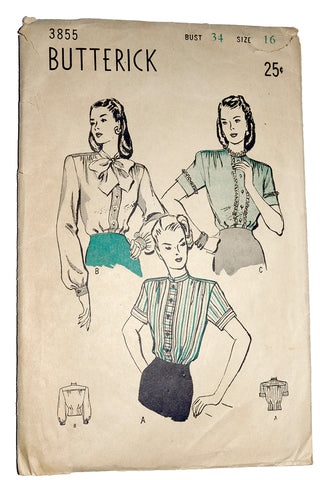 1946 blouse pattern Butterick 3855