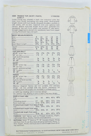 1975 Butterick 4369 Vintage Pants & Jacket Sewing Pattern