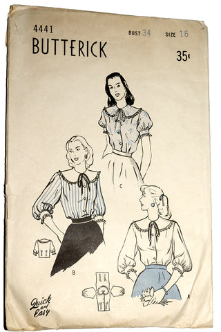 1940s Butterick 4441 Blouse Pattern