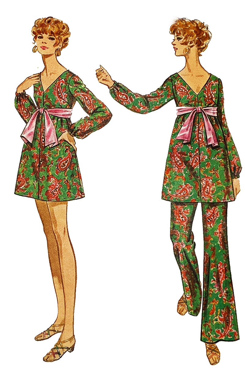 1969 Butterick 5355 Vintage Mini Dress Top Bell Bottom Pants Pattern – Modig 1969 Butterick 5355 Vintage Mini Dress Top Bell Bottom Pants Pattern – Modig