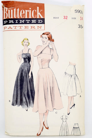 Vintage 1951 Butterick 5933 Long & Short Slips & Petticoat Sewing Pattern