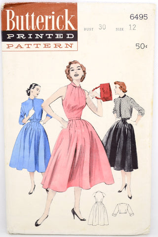 1950s Butterick 6495 Vintage Dress & Jacket Uncut Vintage Sewing Pattern