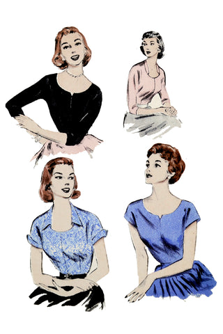 1953 Butterick 6618 Vintage Blouse Sewing Pattern