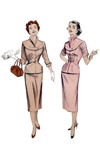 Vintage Butterick 6924 1950s Skirt Suit Sewing Pattern
