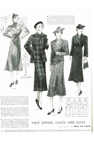 1937 Vintage Butterick 7239 Womens Skirt Suit Sewing Pattern 1930s