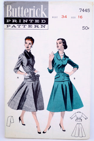 1950s Butterick 7445 Vintage Sewing Pattern