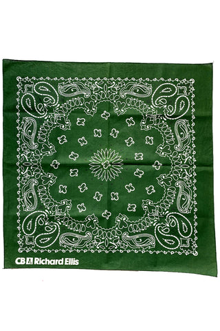 Vintage CB Richard Ellis Forest Green Cotton Bandana Scarf